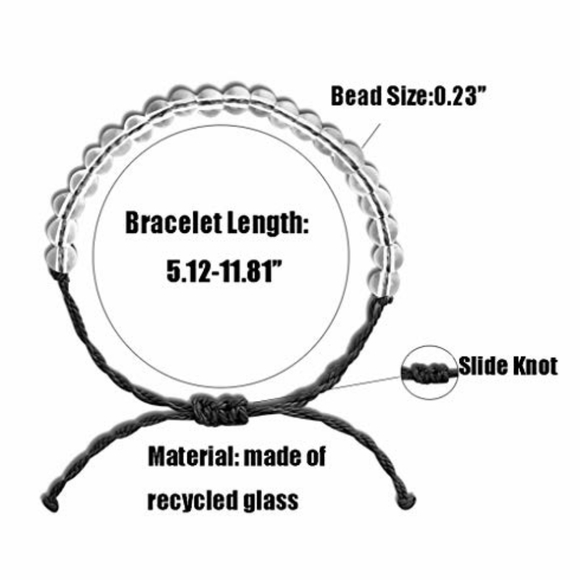 New Ocean Glass Bead & Cord Bracelet (Blac… - Picture 8 of 14